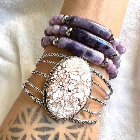 Dalmatian Jasper ID Mala Bead Bracelet - Picture 7 of 12